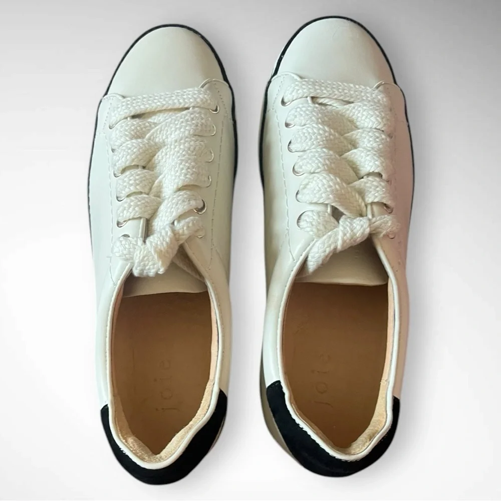 JOIE Women's Dabnis White Stripe Platform Sneakers‎ Size 37 | EUC